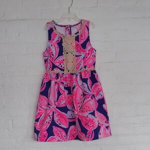 Lilly Pulitzer Girls Baylee Dress, "Royal Purple Wild Child" Print, Size L(8-10)